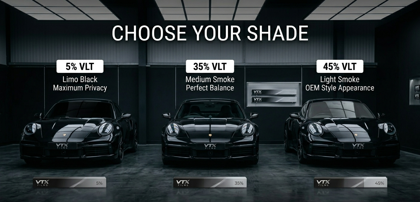 VTX Films 5% Limo Black 2Ply Nano Ceramic Window Tint Film 0.5m x 4m