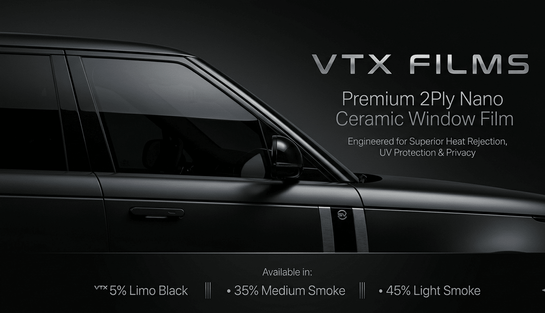 VTX Films 5% Limo Black 2Ply Nano Ceramic Window Tint Film 0.5m x 4m - VTX FILMS
