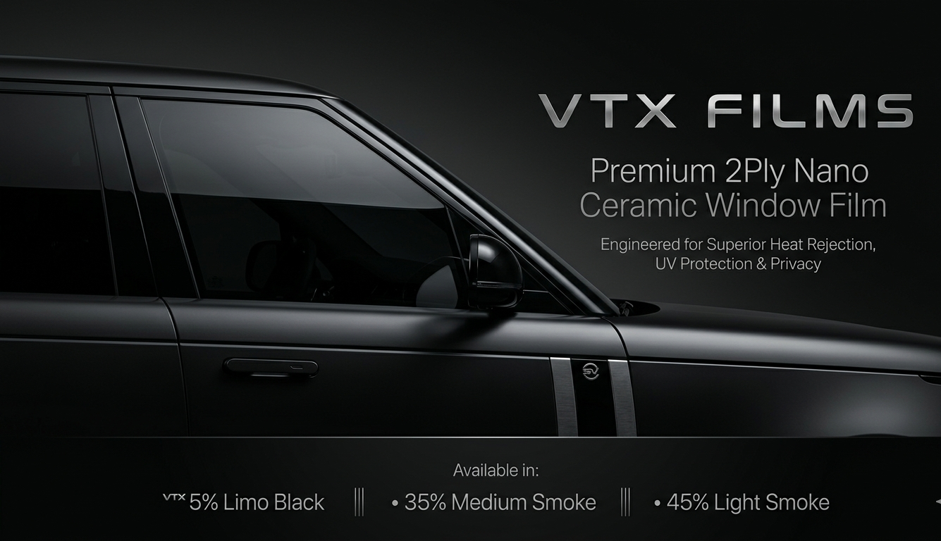 VTX Films 5% Limo Black 2Ply Nano Ceramic Window Tint Film 0.5m x 4m